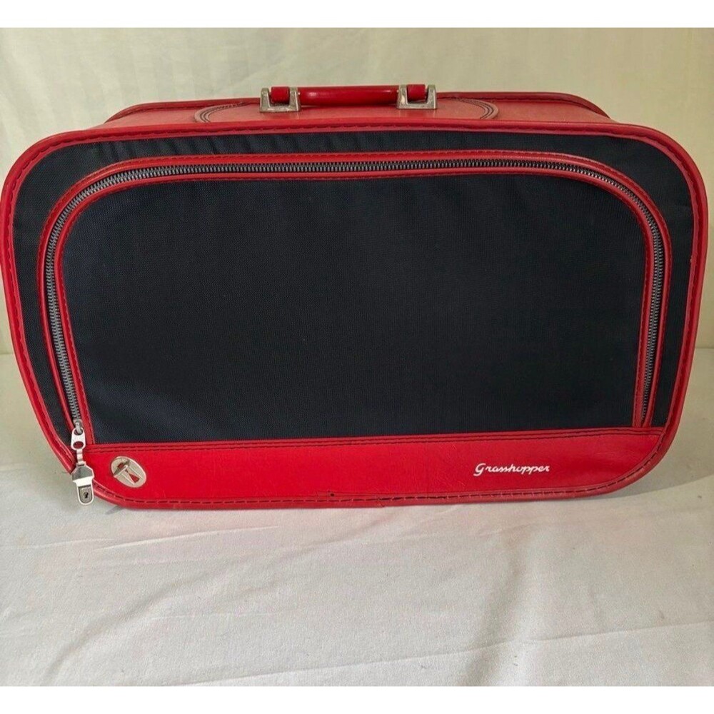 Vintage Grasshopper Black & Red Carry-On Suitcase Semi-Hard Shell Luggage 1970s
